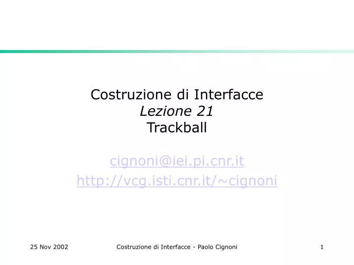 costruzione di interfacce lezione 21 trackball