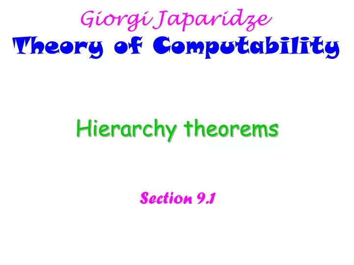 hierarchy theorems