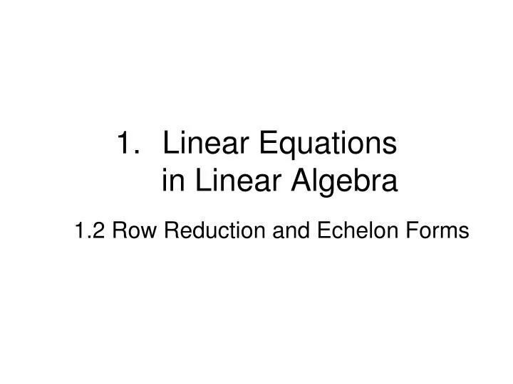 linear equations in linear algebra