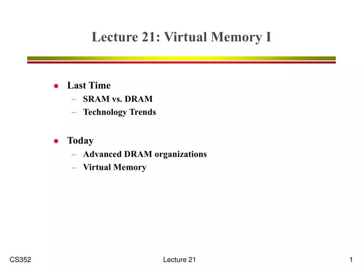 lecture 21 virtual memory i