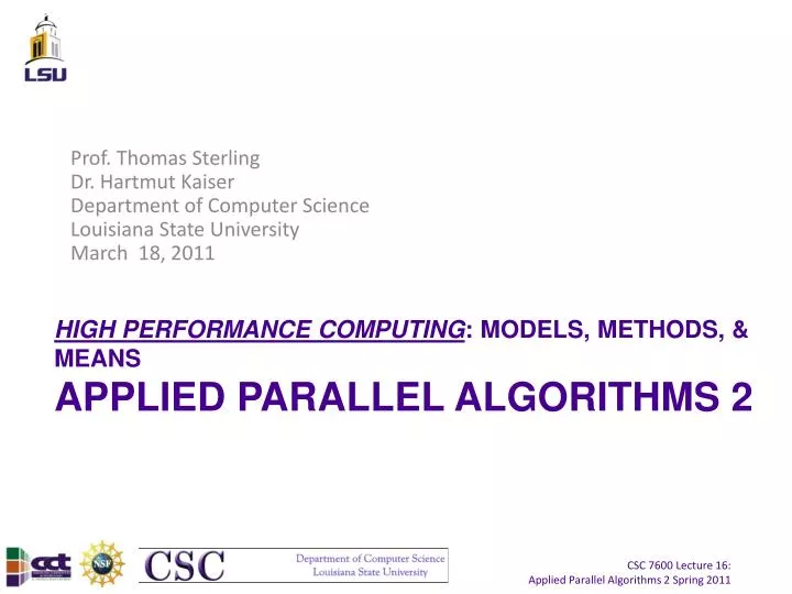 high performance computing models methods means applied parallel algorithms 2