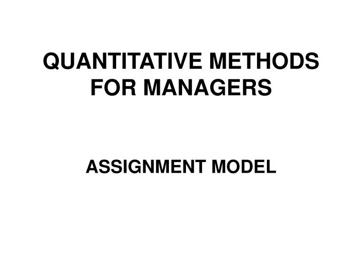 quantitative methods for managers