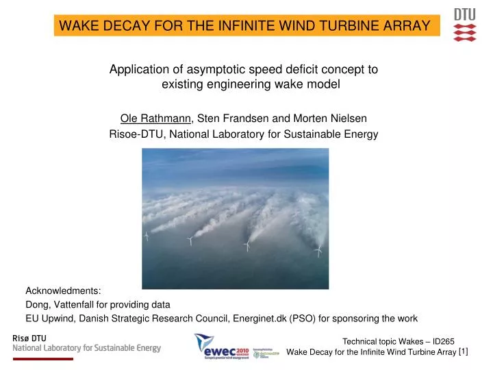 wake decay for the infinite wind turbine array