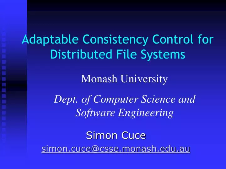 adaptable consistency control for distributed file systems