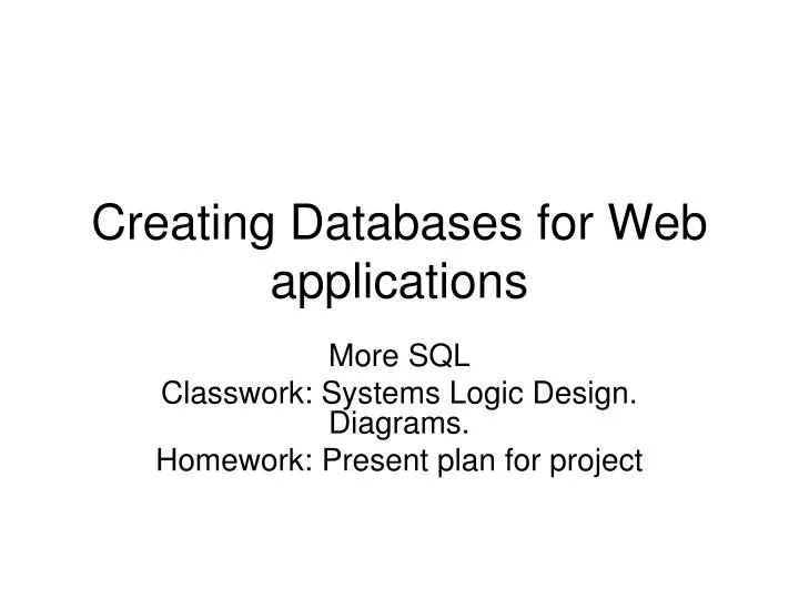 creating databases for web applications