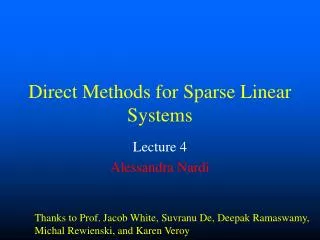 Direct Methods for Sparse Linear Systems