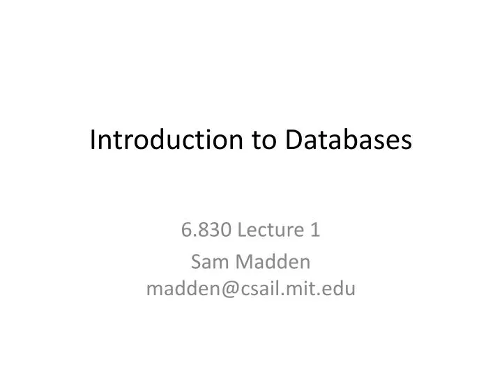 introduction to databases