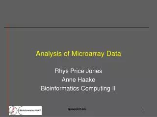 Analysis of Microarray Data