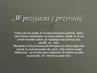 w przyja ni z przyrod