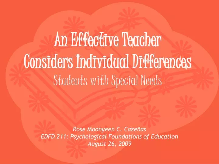 an effective teacher considers individual differences students with special needs