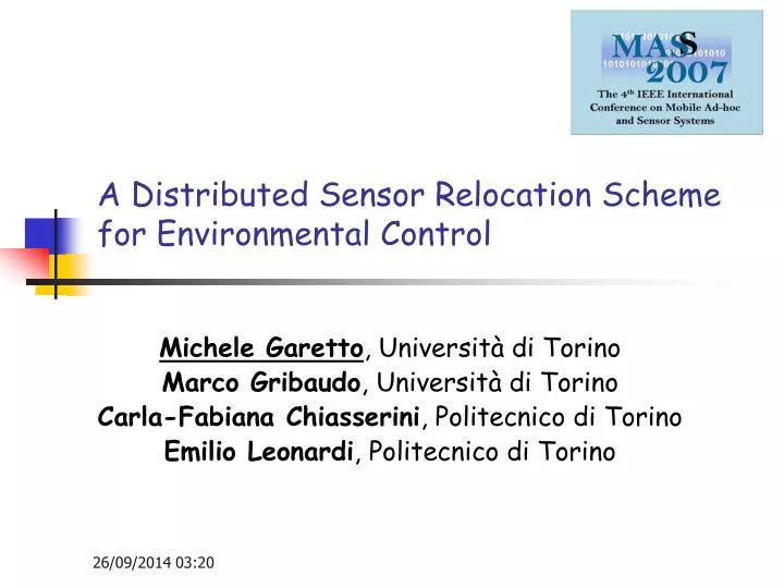 a distributed sensor relocation scheme for environmental control