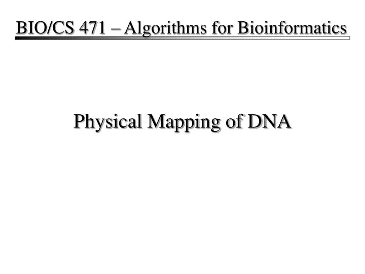 physical mapping of dna