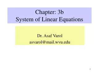 Chapter: 3b System of Linear Equations