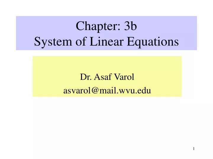 chapter 3b system of linear equations