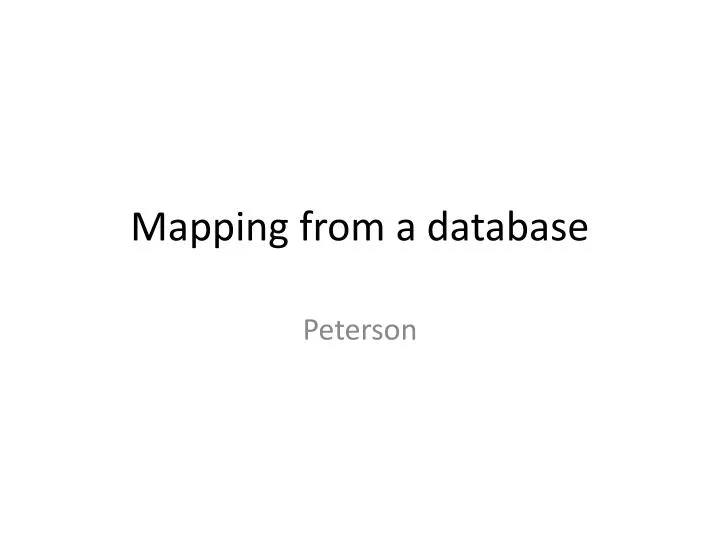mapping from a database