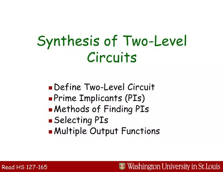 synthesis of two level circuits