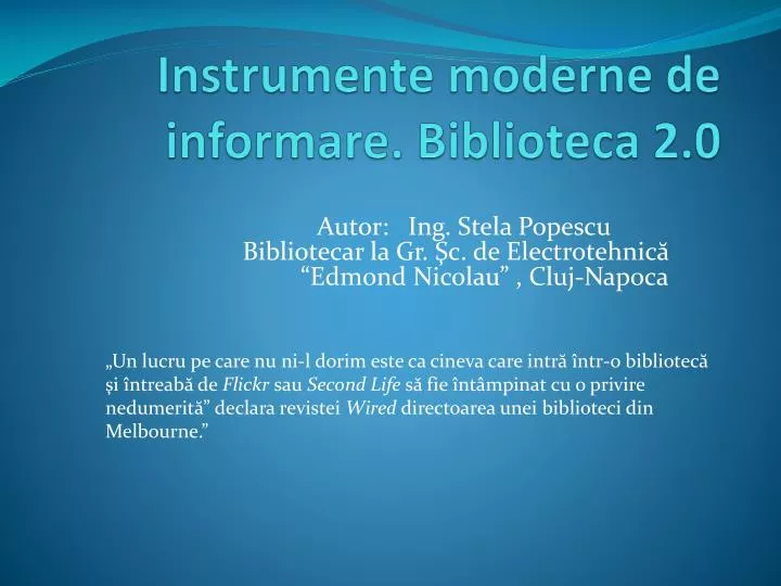 instrumente moderne de informare biblioteca 2 0