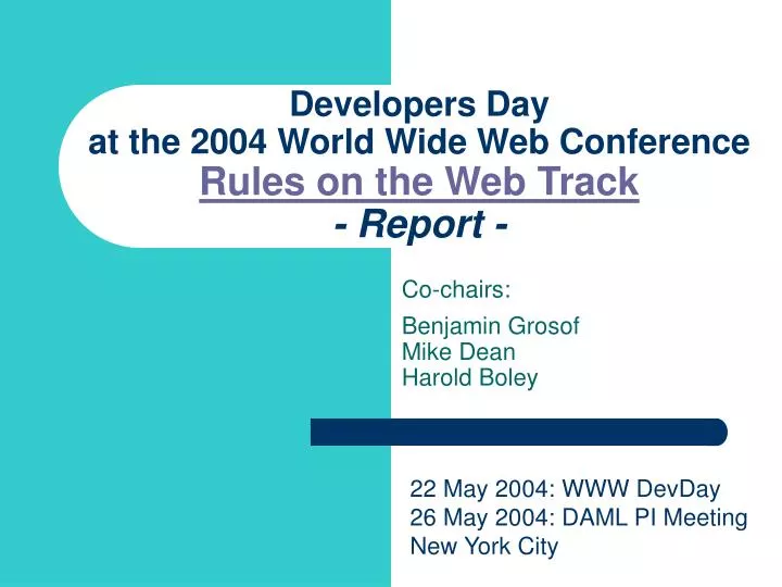 developers day at the 2004 world wide web conference rules on the web track report