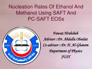 Nucleation Rates Of Ethanol And Methanol Using SAFT And PC-SAFT EOSs