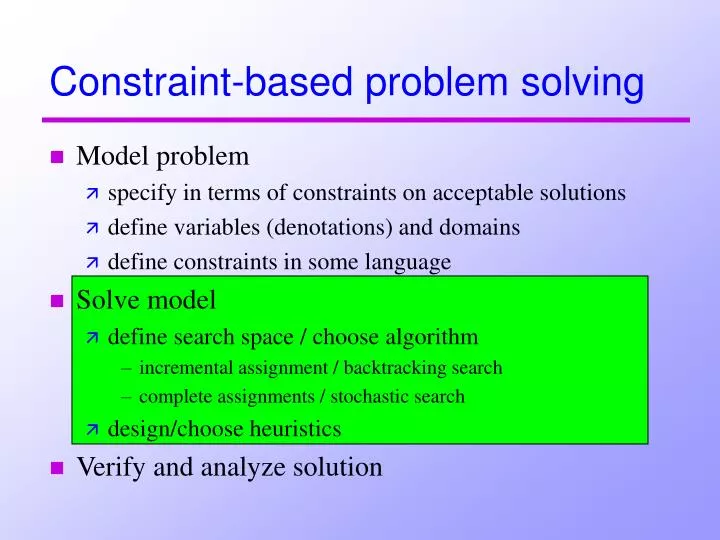 constraint based problem solving