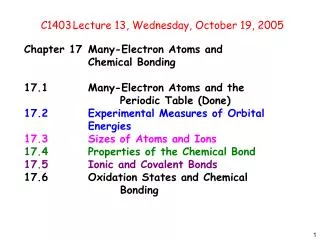 C1403	Lecture 13, Wednesday, October 19, 2005
