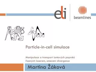 particle in cell simulace manipulace a transport iontov ch paprsk zen ch laserem omezen divergence