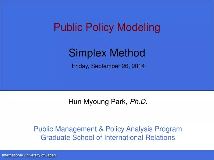 public policy modeling simplex method friday september 26 2014