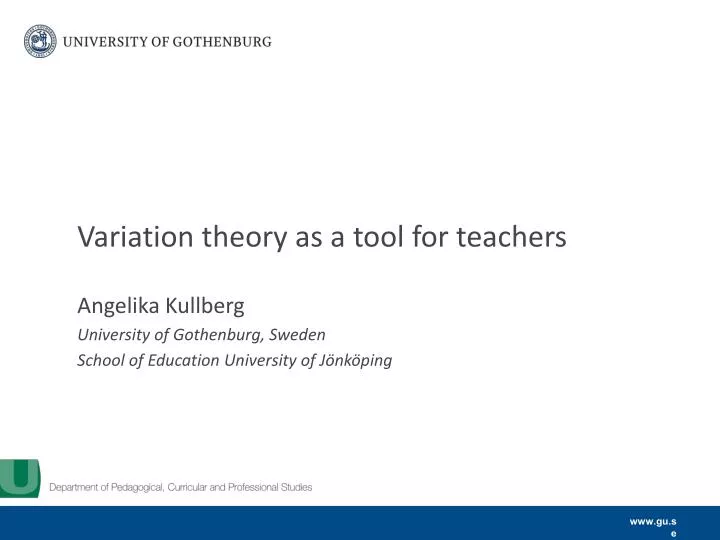 variation theory as a tool for teachers