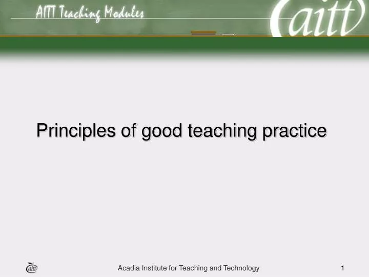 principles of good teaching practice