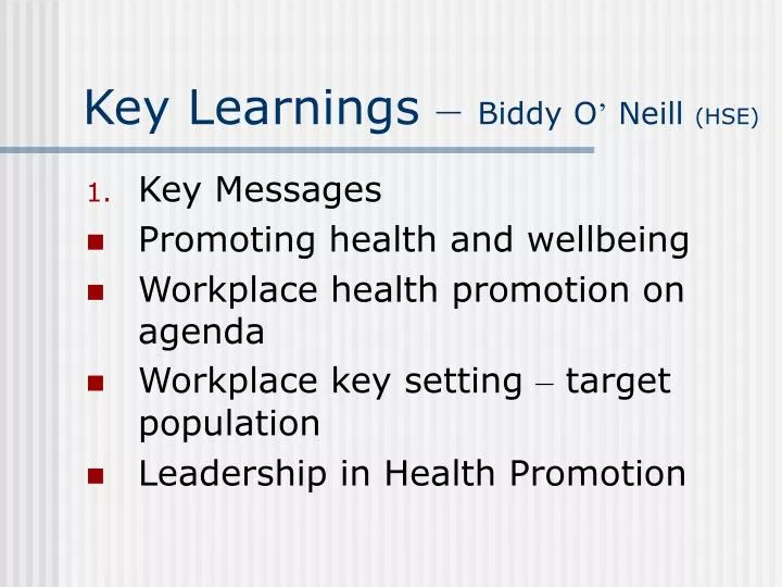 key learnings biddy o neill hse