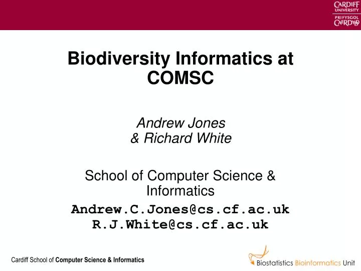 biodiversity informatics at comsc