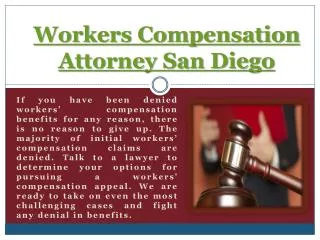 Workers Compensation Lawyer San Diego