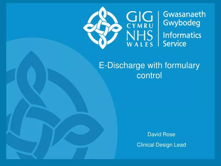 e discharge with formulary control