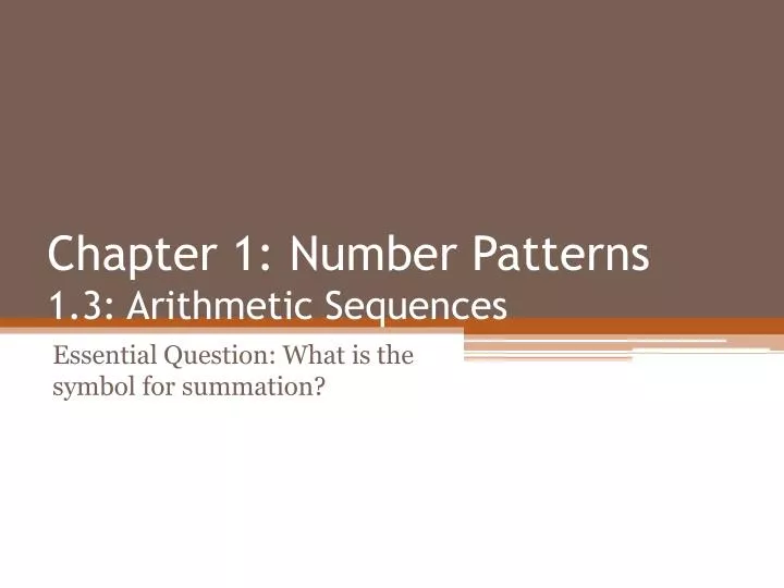 chapter 1 number patterns 1 3 arithmetic sequences