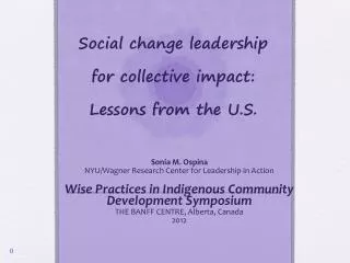 Social change leadership for collective impact: Lessons from the U.S.