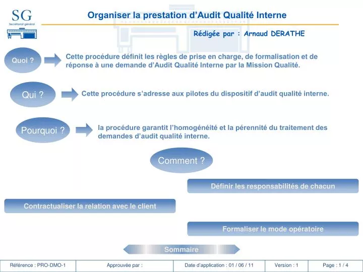 organiser la prestation d audit qualit interne