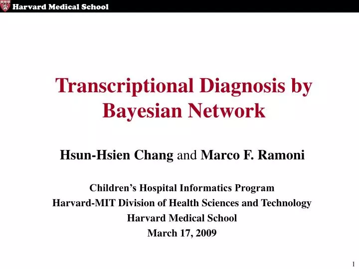 transcriptional diagnosis by bayesian network