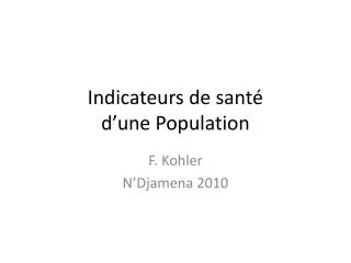 indicateurs de sant d une population
