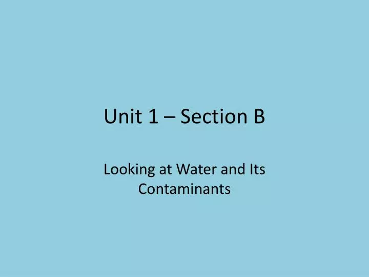 unit 1 section b