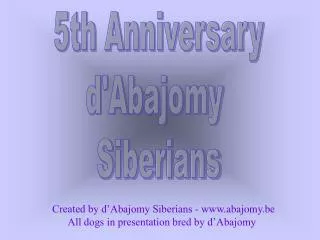 5th Anniversary d'Abajomy Siberians