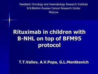 Rituximab in children with B-NHL on top of BFM95 protocol