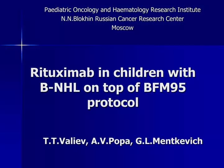 rituximab in children with b nhl on top of bfm95 protocol