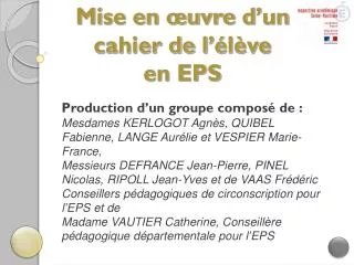 mise en uvre d un cahier de l l ve en eps