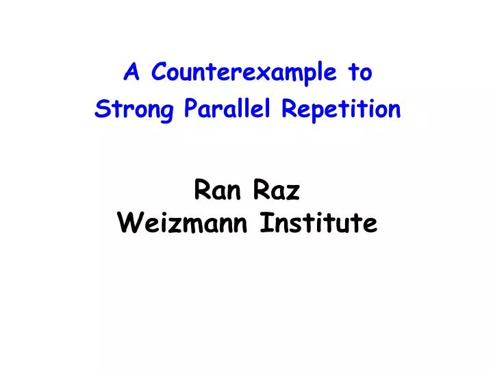 a counterexample to strong parallel repetition