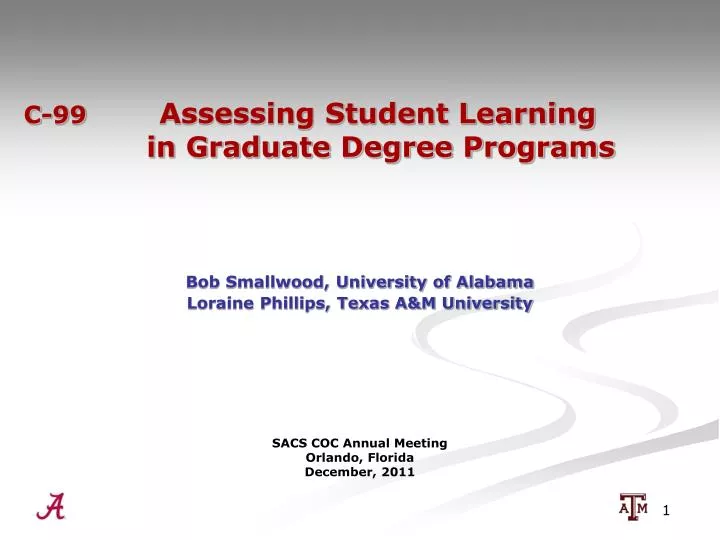 c 99 assessing student learning in graduate degree programs