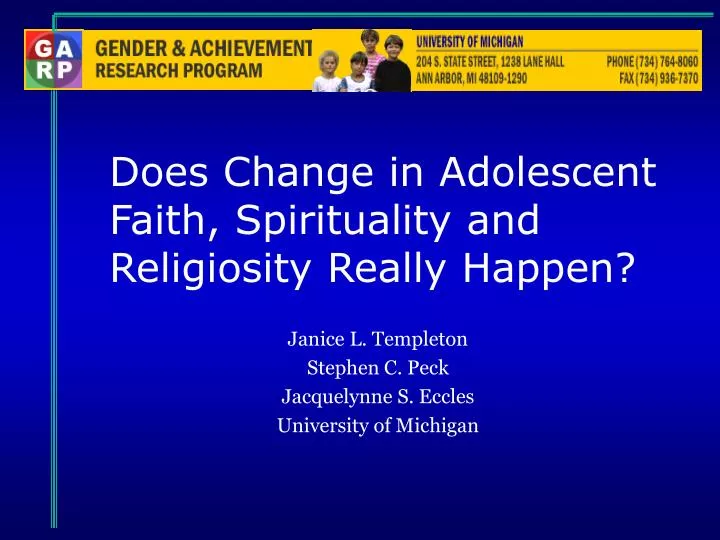 does change in adolescent faith spirituality and religiosity really happen