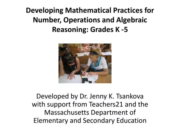 developing mathematical practices for number operations and algebraic reasoning grades k 5