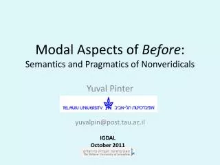 Modal Aspects of Before : Semantics and Pragmatics of Nonveridicals