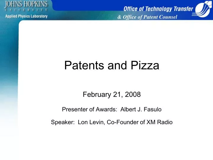 patents and pizza