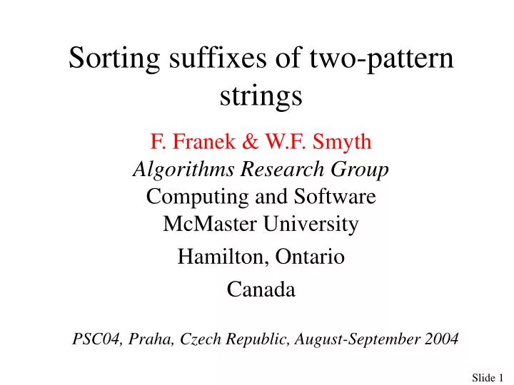 sorting suffixes of two pattern strings
